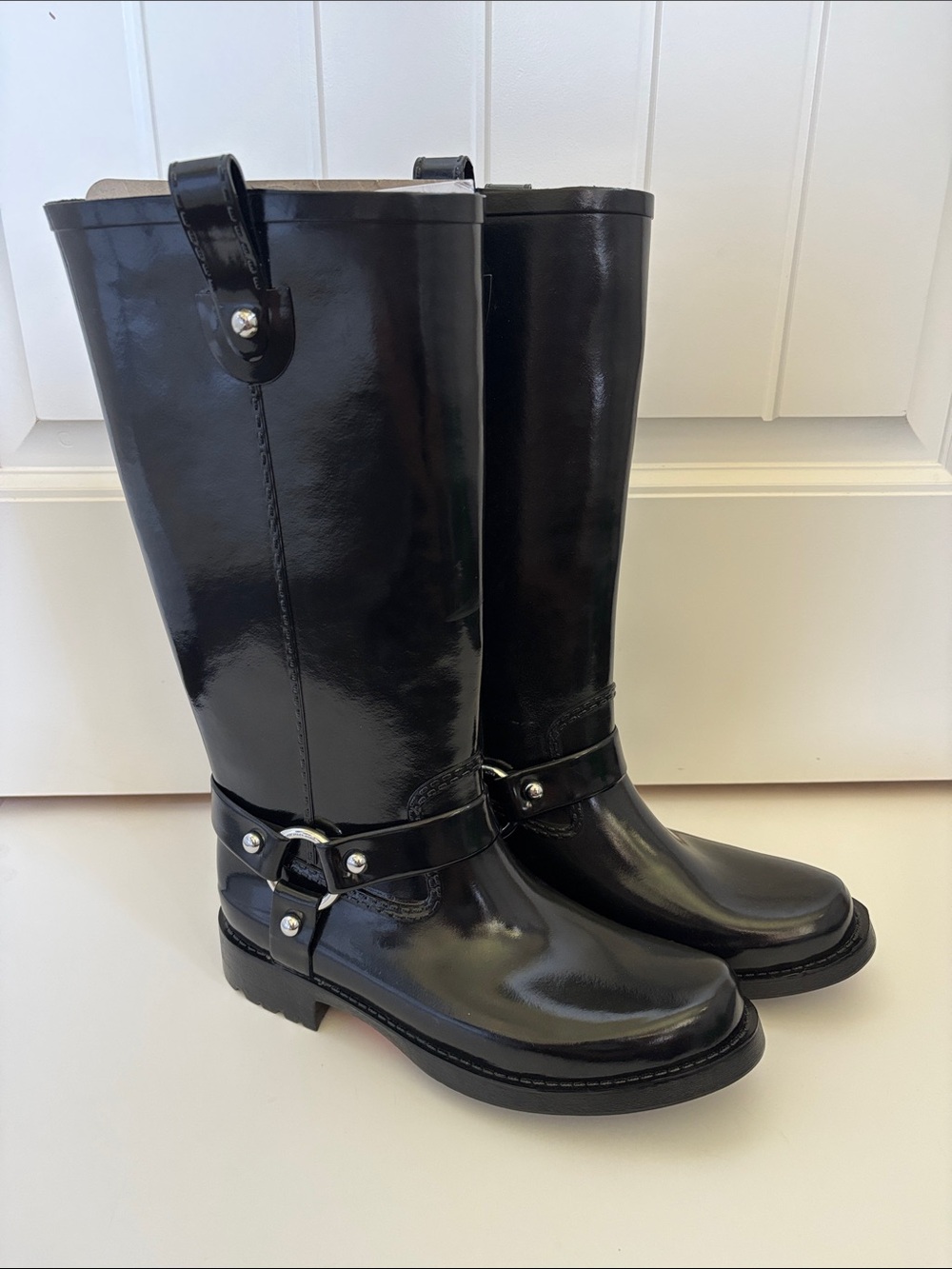 Michael Kors Stormy Rain Boots Rubber Black Pull On Womens Size 10